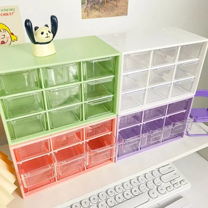 9 Grid Cute Small Drawer Storage Boxes Organizer