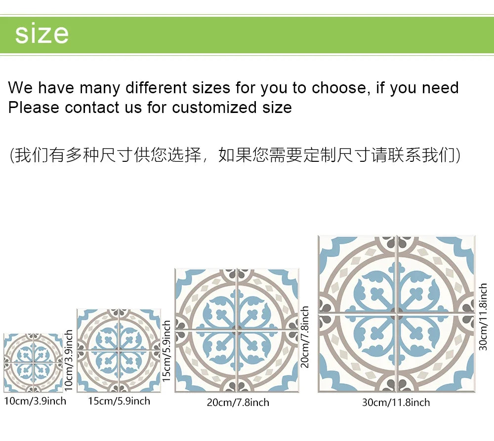European Style Tile Stickers Waterproof & Oil-Proof Wall Sticker