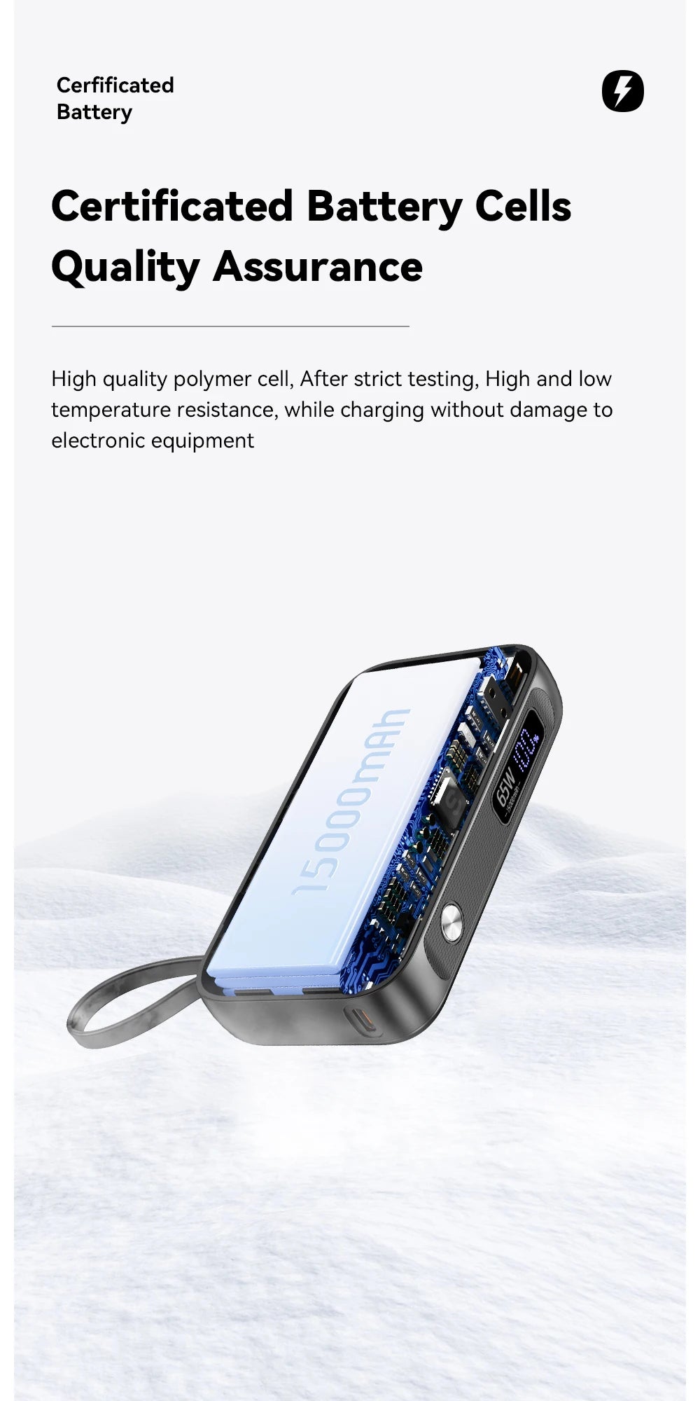 Power Bank Portable 15000mAh in With USB TypeC Cable
