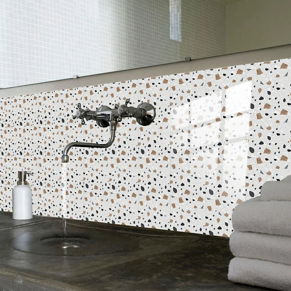 10 pcs Marble Terrazzo Waterproof and Oil-Proof Wallpaper