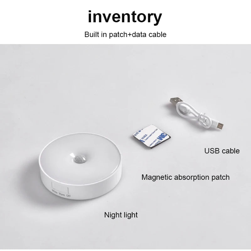 USB Rechargeable PIR Motion Sensor LED Night Light
