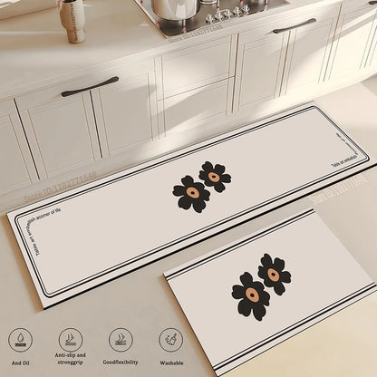 Flower Kitchen Mat Anti-Fatigue Non-Slip Floor Carpet