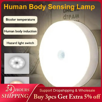 USB Rechargeable PIR Motion Sensor LED Night Light