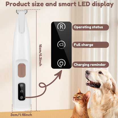 Pet Hair Trimmer with LED Display 18mm Widen Blade