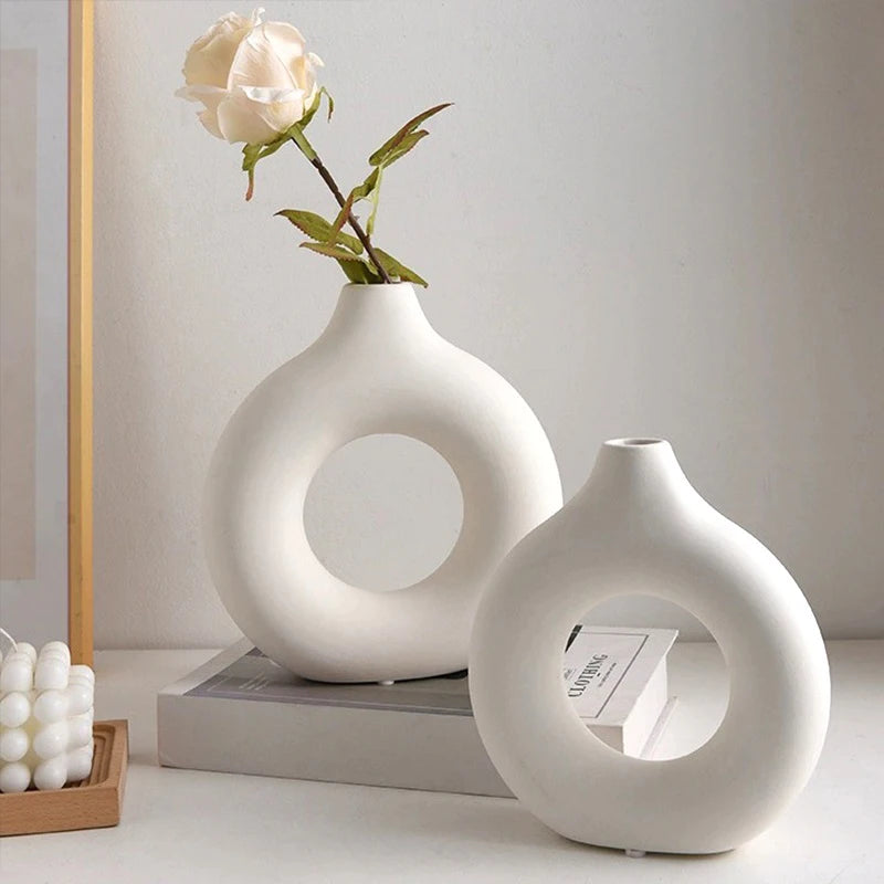 Pure White Ceramic Decorative Dried Flower Vase