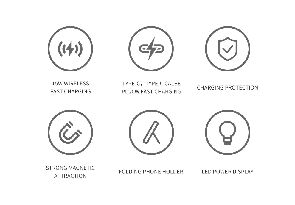 Wireless Portable Charger 10000mAh Magnetic Power Bank