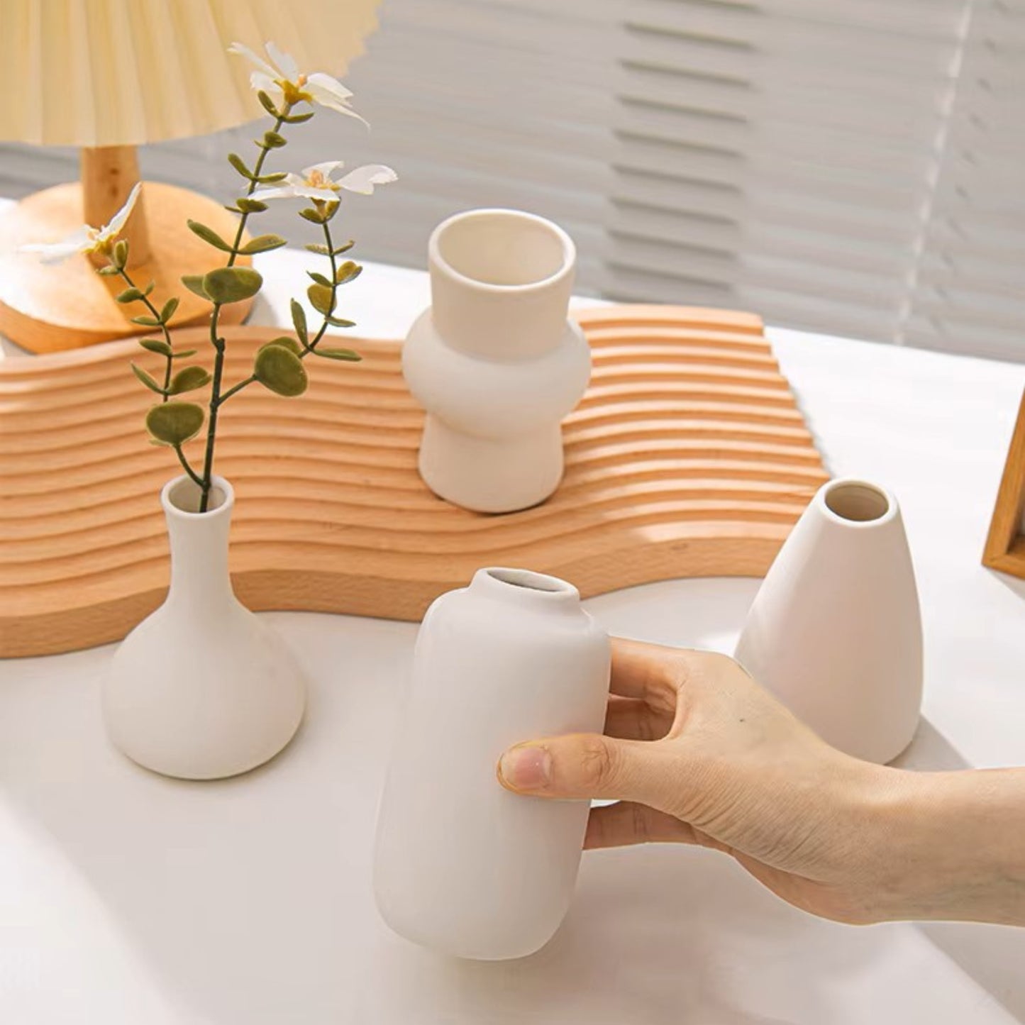 White Nordic Flower Vase Ceramic