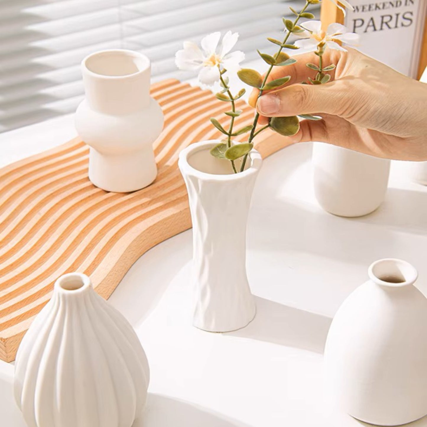 White Nordic Flower Vase Ceramic