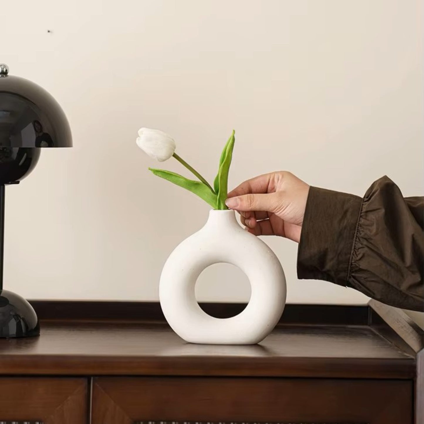 Pure White Ceramic Decorative Dried Flower Vase