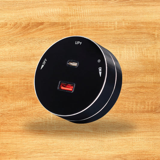 Americo Aluminum Mirror Socket with Double USB (A+C)