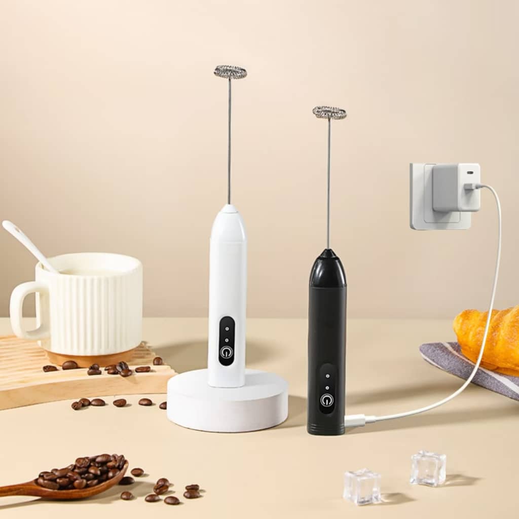 Electric Milk Frother – SARI USB Rechargeable 3-Speed Handheld Whisk for Coffee, Eggs, and Mixed Drinks | Stainless Steel, Lightweight, Portable & Easy to Clean
