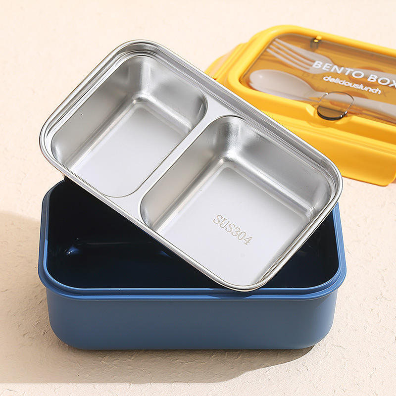 SARI | Stainless Steel Lunch Box | 2 Compartment Leak-Proof | Yellow and Blue | 800mL